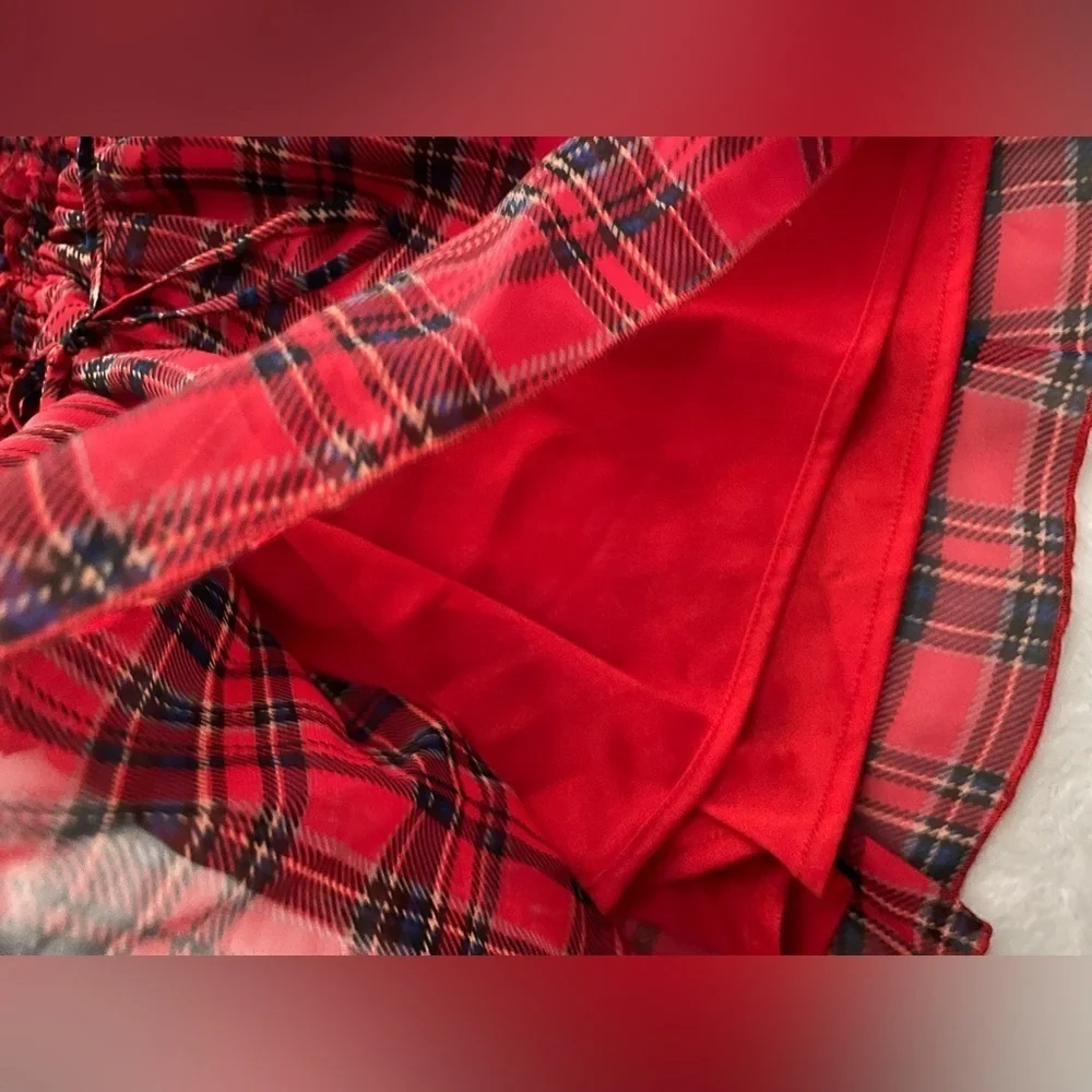 Justice Girls size 8 Vibrant Red and Blue Plaid Shirt